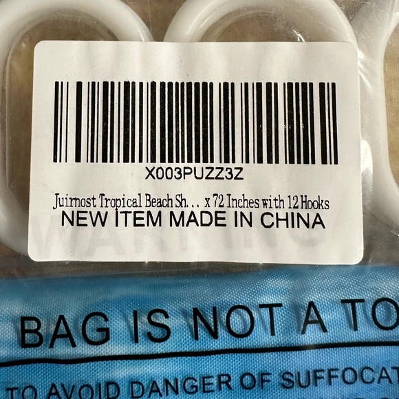 Tropical beach flamingo scene fabric shower curtain with hooks New - Picture 4 of 5